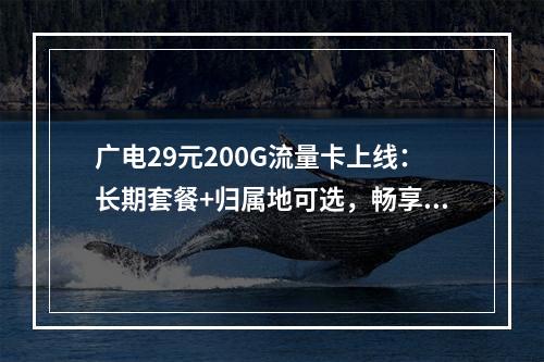 广电29元200G流量卡上线：长期套餐+归属地可选，畅享自由