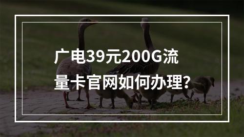 广电39元200G流量卡官网如何办理？