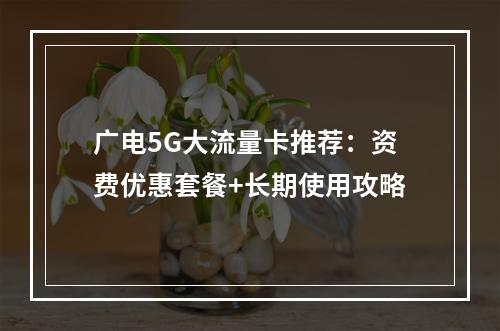 广电5G大流量卡推荐：资费优惠套餐+长期使用攻略