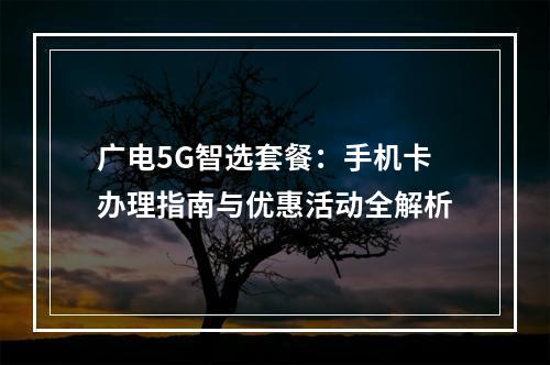 广电5G智选套餐：手机卡办理指南与优惠活动全解析