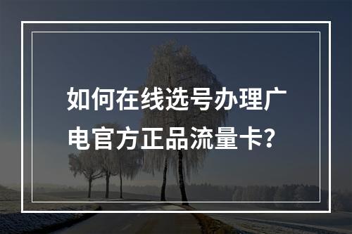 如何在线选号办理广电官方正品流量卡？