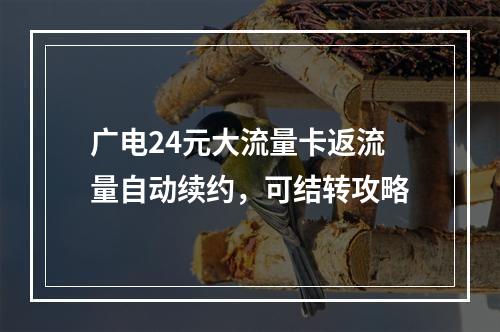 广电24元大流量卡返流量自动续约，可结转攻略