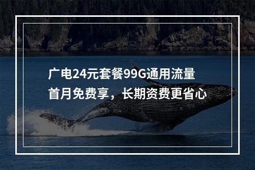 广电24元套餐99G通用流量首月免费享，长期资费更省心