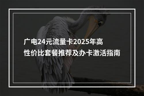 广电24元流量卡2025年高性价比套餐推荐及办卡激活指南