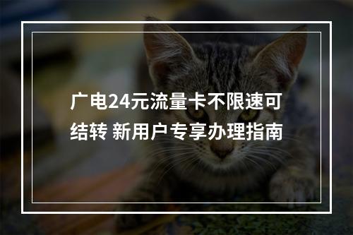 广电24元流量卡不限速可结转 新用户专享办理指南