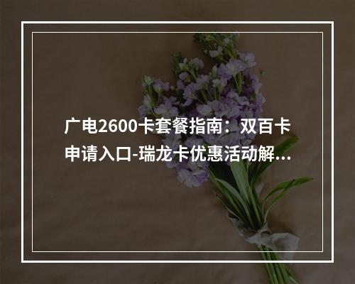 广电2600卡套餐指南：双百卡申请入口-瑞龙卡优惠活动解析