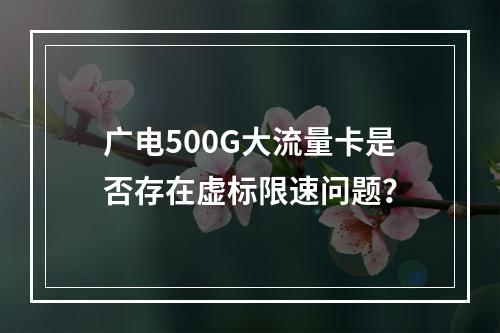 广电500G大流量卡是否存在虚标限速问题？