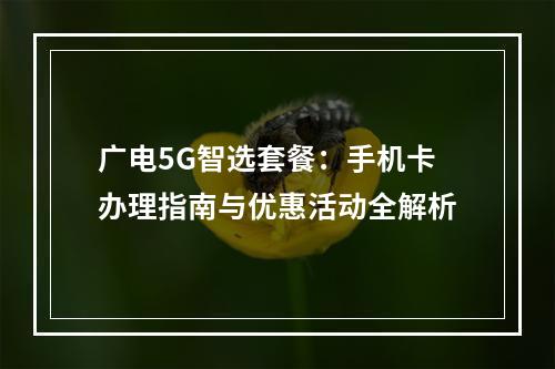 广电5G智选套餐：手机卡办理指南与优惠活动全解析