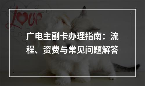 广电主副卡办理指南：流程、资费与常见问题解答