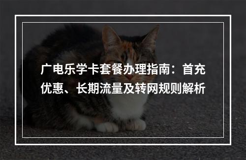 广电乐学卡套餐办理指南：首充优惠、长期流量及转网规则解析