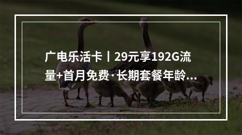 广电乐活卡丨29元享192G流量+首月免费·长期套餐年龄限制