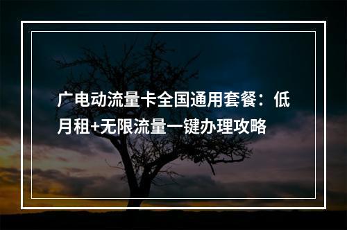 广电动流量卡全国通用套餐：低月租+无限流量一键办理攻略
