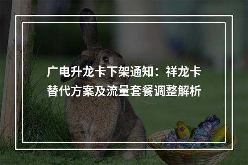 广电升龙卡下架通知：祥龙卡替代方案及流量套餐调整解析