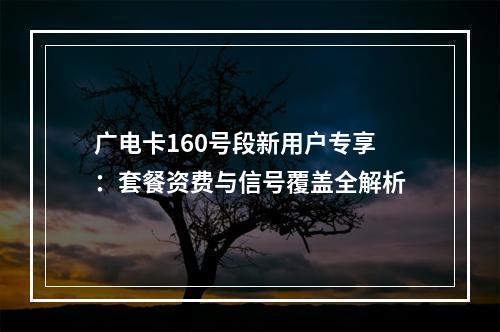 广电卡160号段新用户专享：套餐资费与信号覆盖全解析