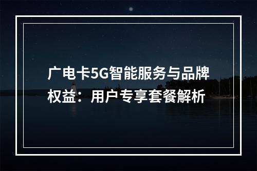 广电卡5G智能服务与品牌权益：用户专享套餐解析