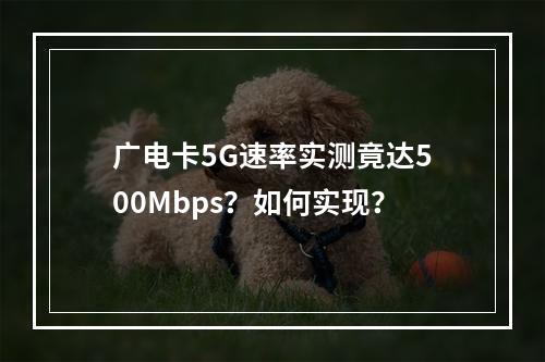 广电卡5G速率实测竟达500Mbps？如何实现？