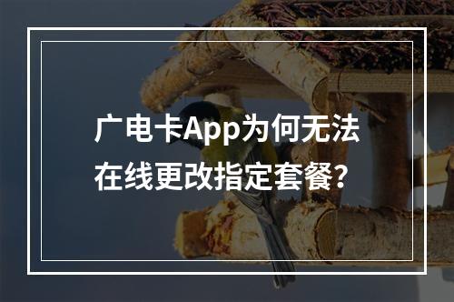 广电卡App为何无法在线更改指定套餐？