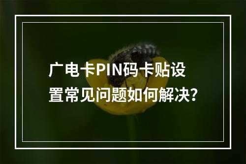 广电卡PIN码卡贴设置常见问题如何解决？