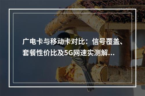 广电卡与移动卡对比：信号覆盖、套餐性价比及5G网速实测解析