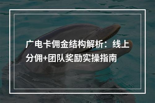 广电卡佣金结构解析：线上分佣+团队奖励实操指南