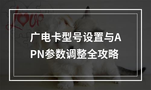 广电卡型号设置与APN参数调整全攻略