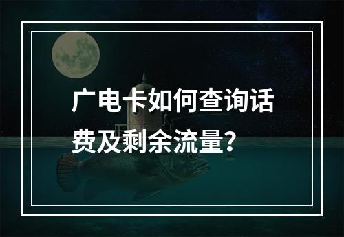 广电卡如何查询话费及剩余流量？