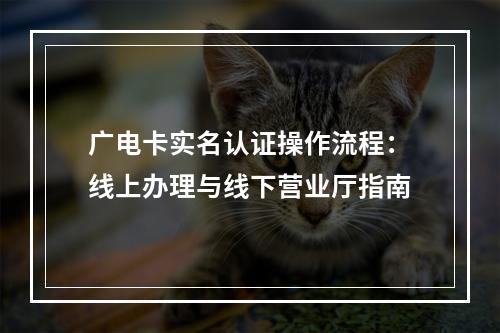 广电卡实名认证操作流程：线上办理与线下营业厅指南
