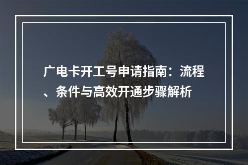 广电卡开工号申请指南：流程、条件与高效开通步骤解析