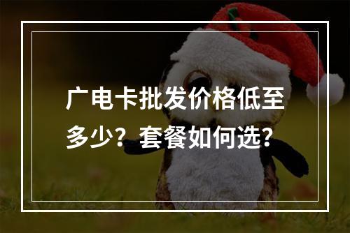 广电卡批发价格低至多少？套餐如何选？
