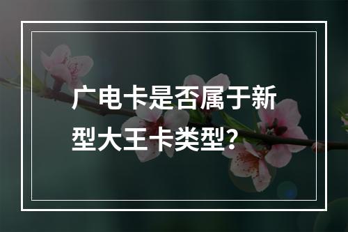 广电卡是否属于新型大王卡类型？