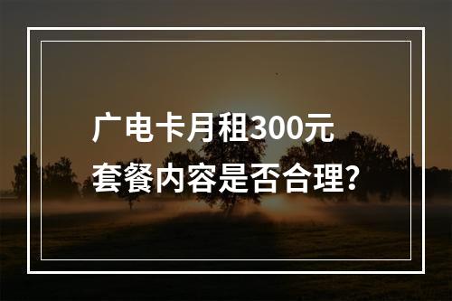 广电卡月租300元套餐内容是否合理？