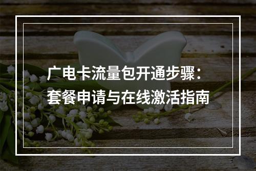 广电卡流量包开通步骤：套餐申请与在线激活指南