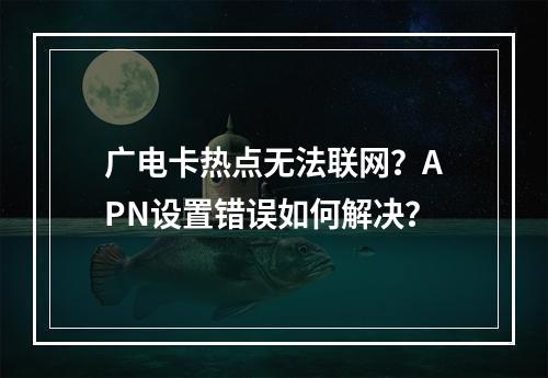 广电卡热点无法联网？APN设置错误如何解决？