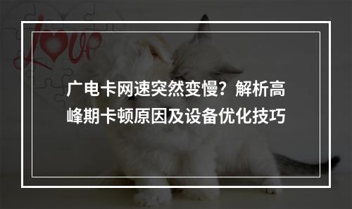 广电卡网速突然变慢？解析高峰期卡顿原因及设备优化技巧