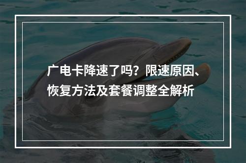 广电卡降速了吗？限速原因、恢复方法及套餐调整全解析