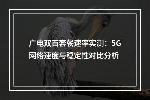 广电双百套餐速率实测：5G网络速度与稳定性对比分析
