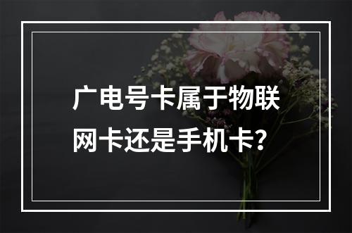 广电号卡属于物联网卡还是手机卡？