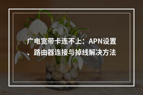 广电宽带卡连不上：APN设置、路由器连接与掉线解决方法