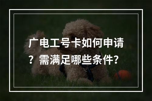 广电工号卡如何申请？需满足哪些条件？