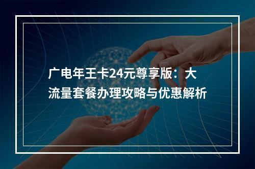 广电年王卡24元尊享版：大流量套餐办理攻略与优惠解析