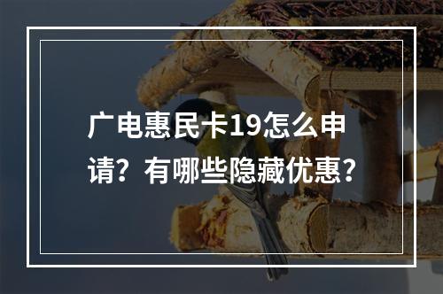 广电惠民卡19怎么申请？有哪些隐藏优惠？