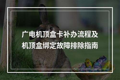 广电机顶盒卡补办流程及机顶盒绑定故障排除指南