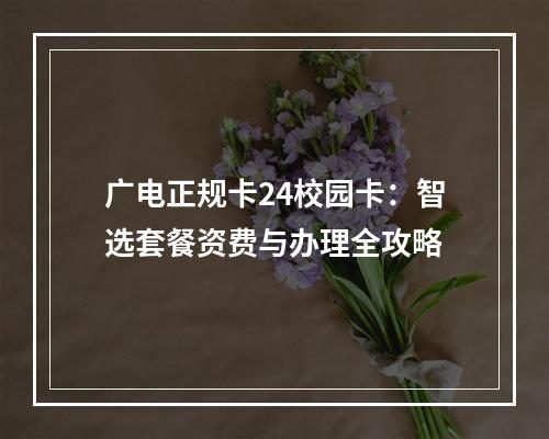 广电正规卡24校园卡：智选套餐资费与办理全攻略