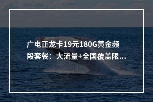 广电正龙卡19元180G黄金频段套餐：大流量+全国覆盖限时特惠