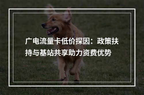 广电流量卡低价探因：政策扶持与基站共享助力资费优势