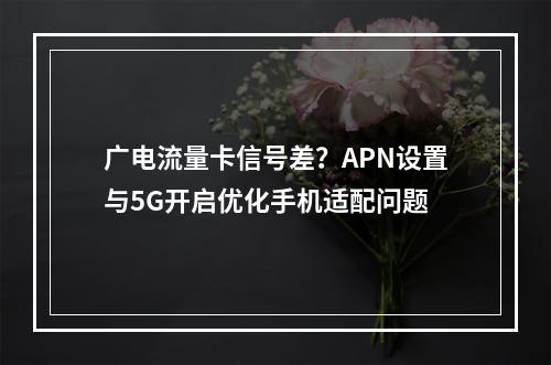 广电流量卡信号差？APN设置与5G开启优化手机适配问题