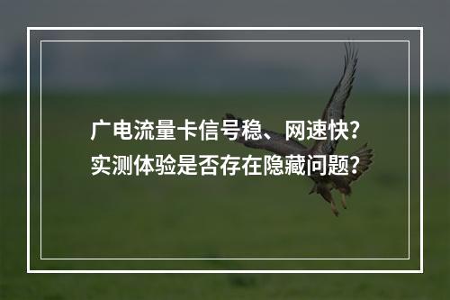 广电流量卡信号稳、网速快？实测体验是否存在隐藏问题？