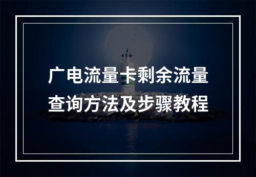 广电流量卡剩余流量查询方法及步骤教程