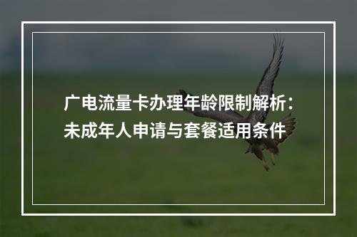 广电流量卡办理年龄限制解析：未成年人申请与套餐适用条件