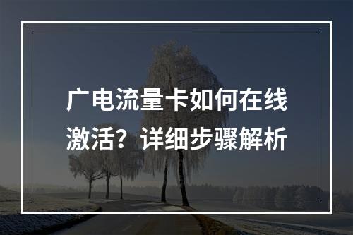 广电流量卡如何在线激活？详细步骤解析